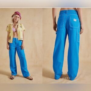 UO BDG Bella Baggy Carpenter Jean BLUE CANVAS Pants 😍 WMN Sz 26 CONTRAST STITCH
